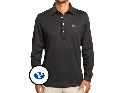 BYU - Jacquard Long Sleeve Range Polo - Oval - Black