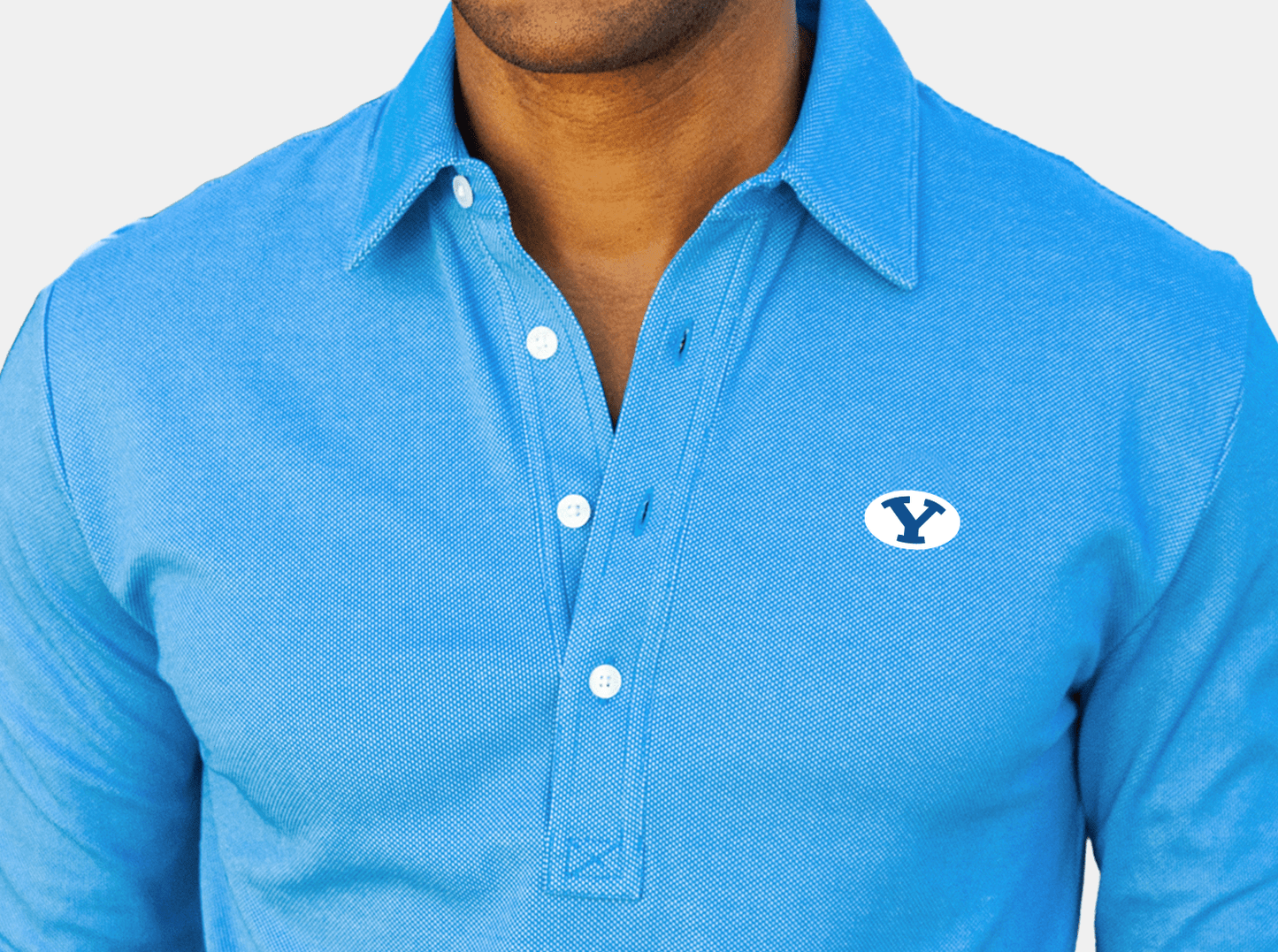 BYU - Jacquard Long Sleeve Range Polo - Oval - Blue