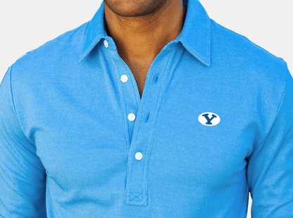BYU - Jacquard Long Sleeve Range Polo - Oval - Blue