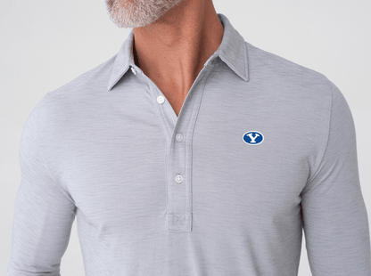 BYU - Brrr Long Sleeve Range Polo - Oval - Silverado