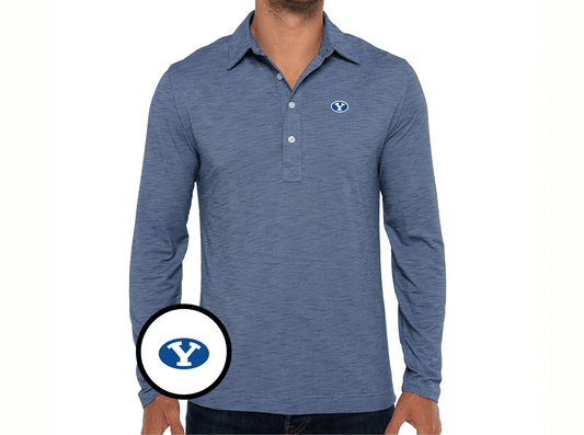 BYU - Brrr Long Sleeve Range Polo - Oval - Riviera