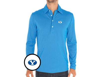 BYU - Jacquard Long Sleeve Range Polo - Oval - Blue