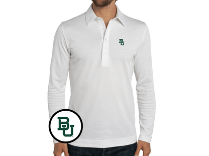 Baylor - Jacquard Long Sleeve Range Polo - BU - White