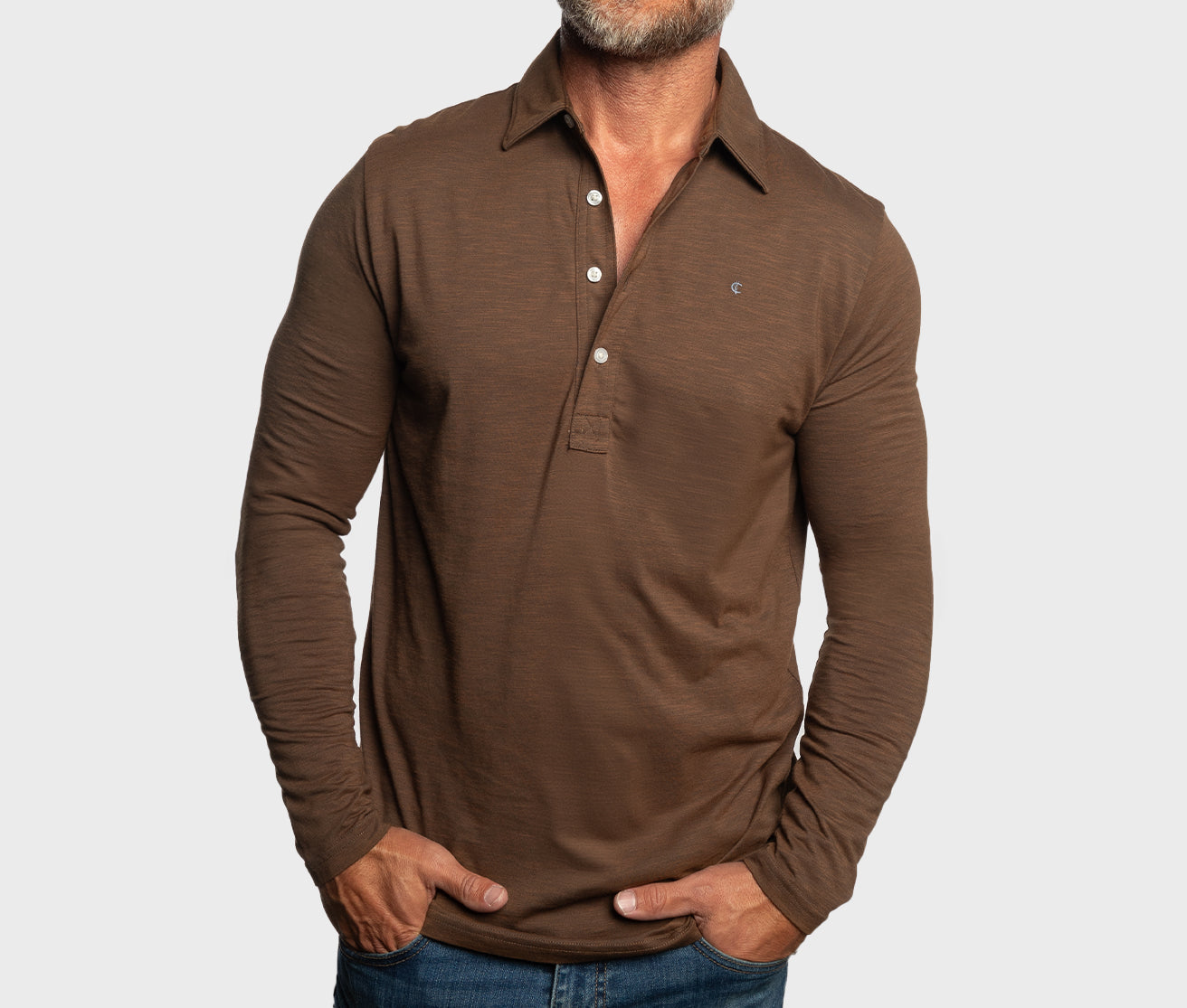 brrr° Long Sleeve Range Polo - Single Malt