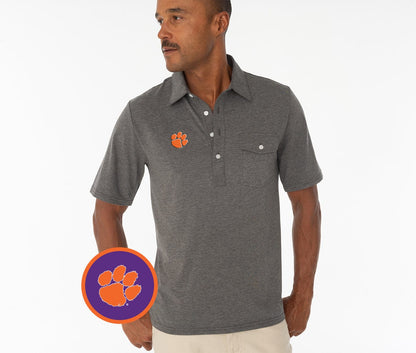 Clemson - Coach's Performance Players Shirt - Paw - Heather Gray