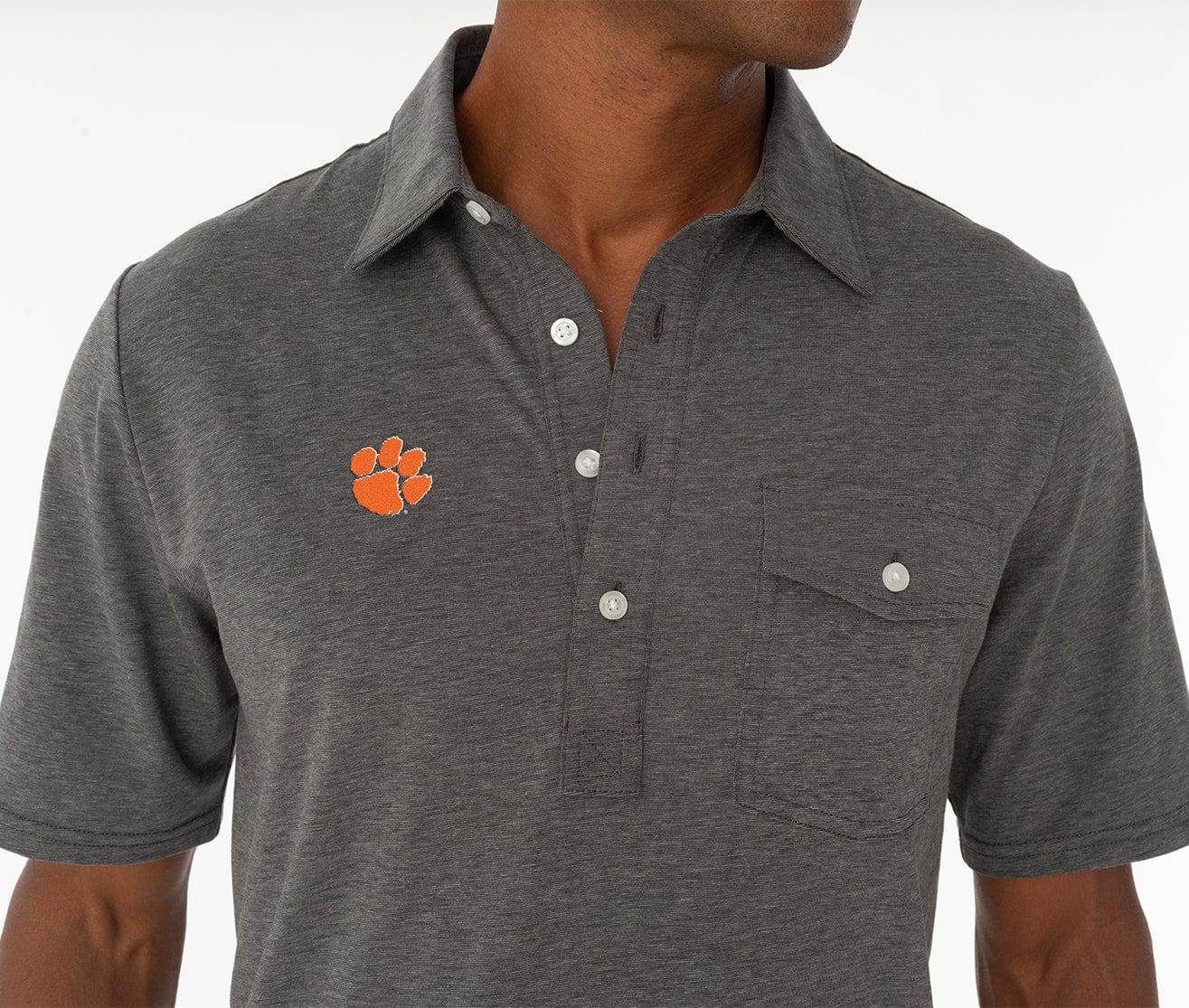 Clemson - Coach's Performance Players Shirt - Paw - Heather Gray