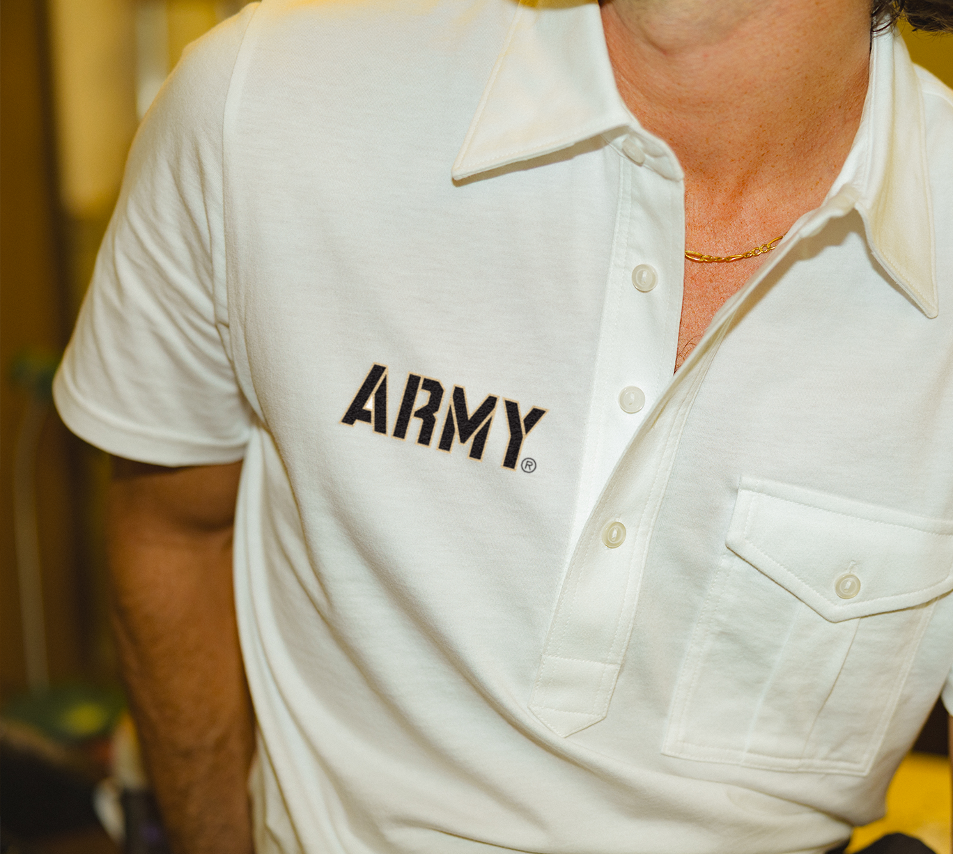 Army - Retro Coach's Players Shirt - Army Text - White