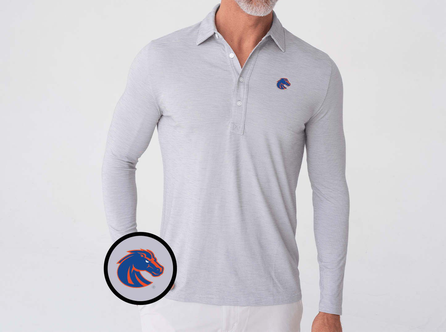 Boise State - Brrr Long Sleeve Range Polo - Bronco - Silverado