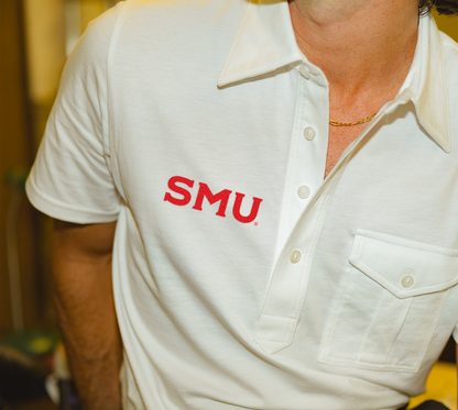 SMU - Retro Coach's Players Shirt - SMU Text - White