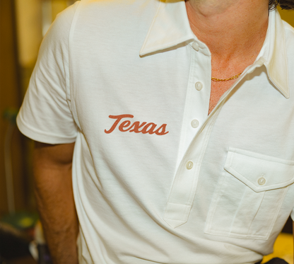Texas - Retro Coach's Players Shirt - Texas Script - White