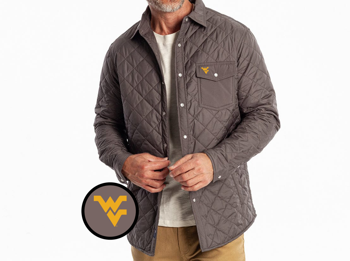 West Virginia - Coach's Shacket - WV Stacked - Charcoal