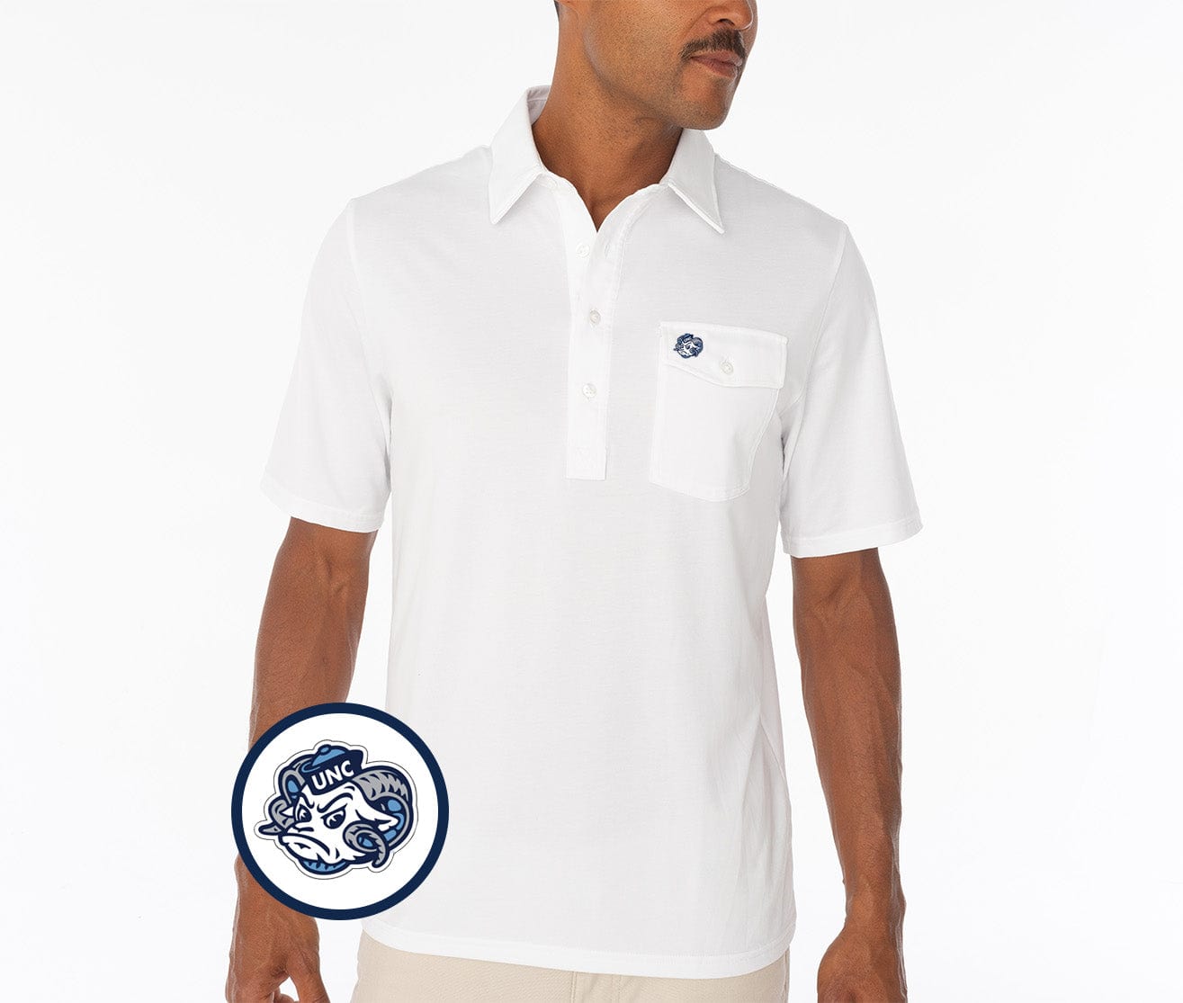 UNC - Coach's Performance Players Shirt - Tarheel Head - White