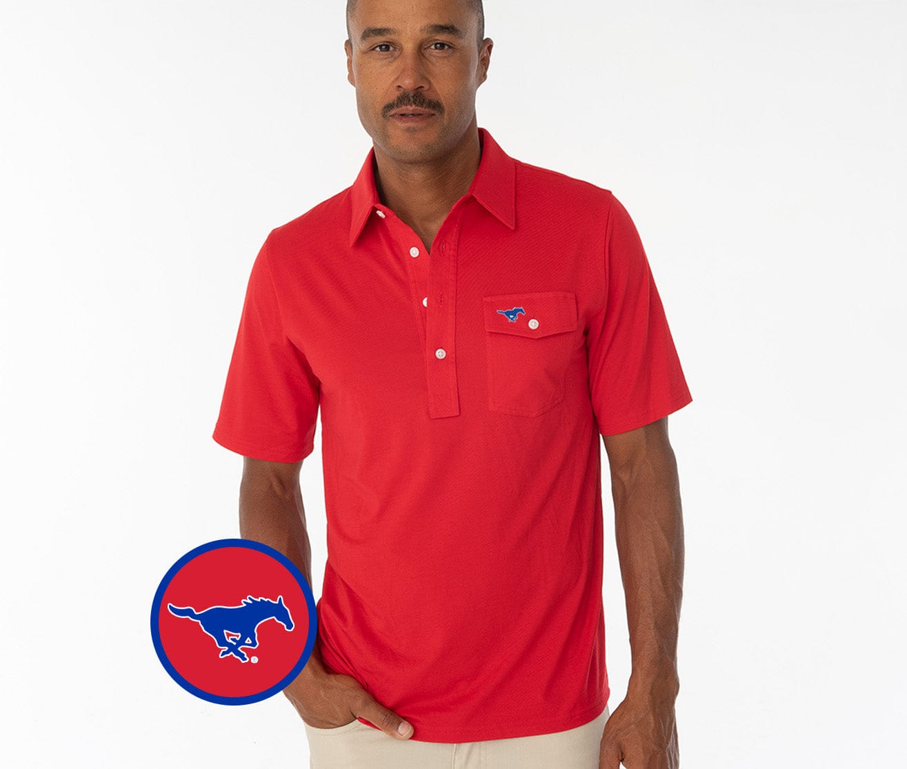 SMU - Coach's Performance Players Shirt - Mustang - Red