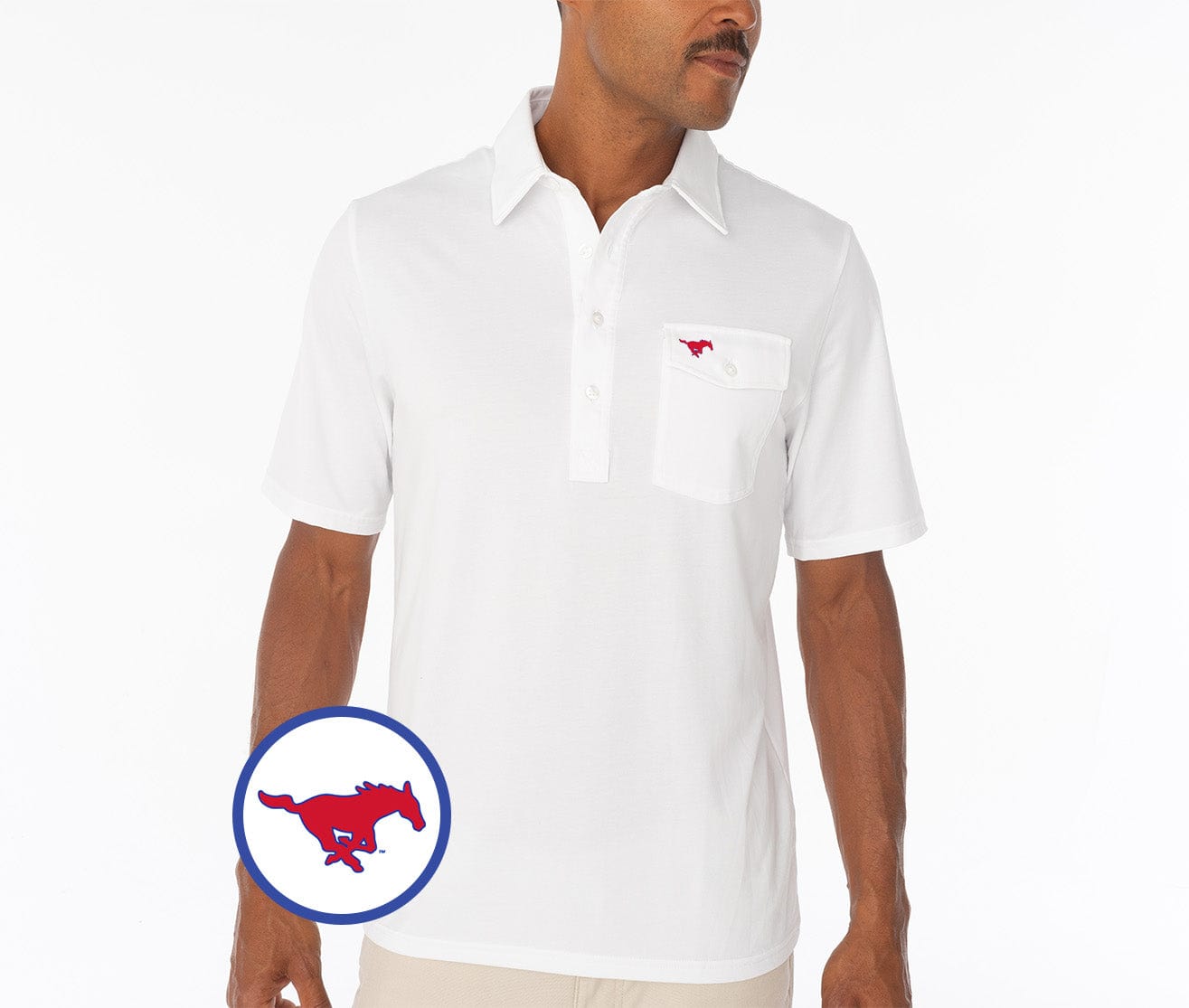 SMU - Coach's Performance Players Shirt - Mustang - White