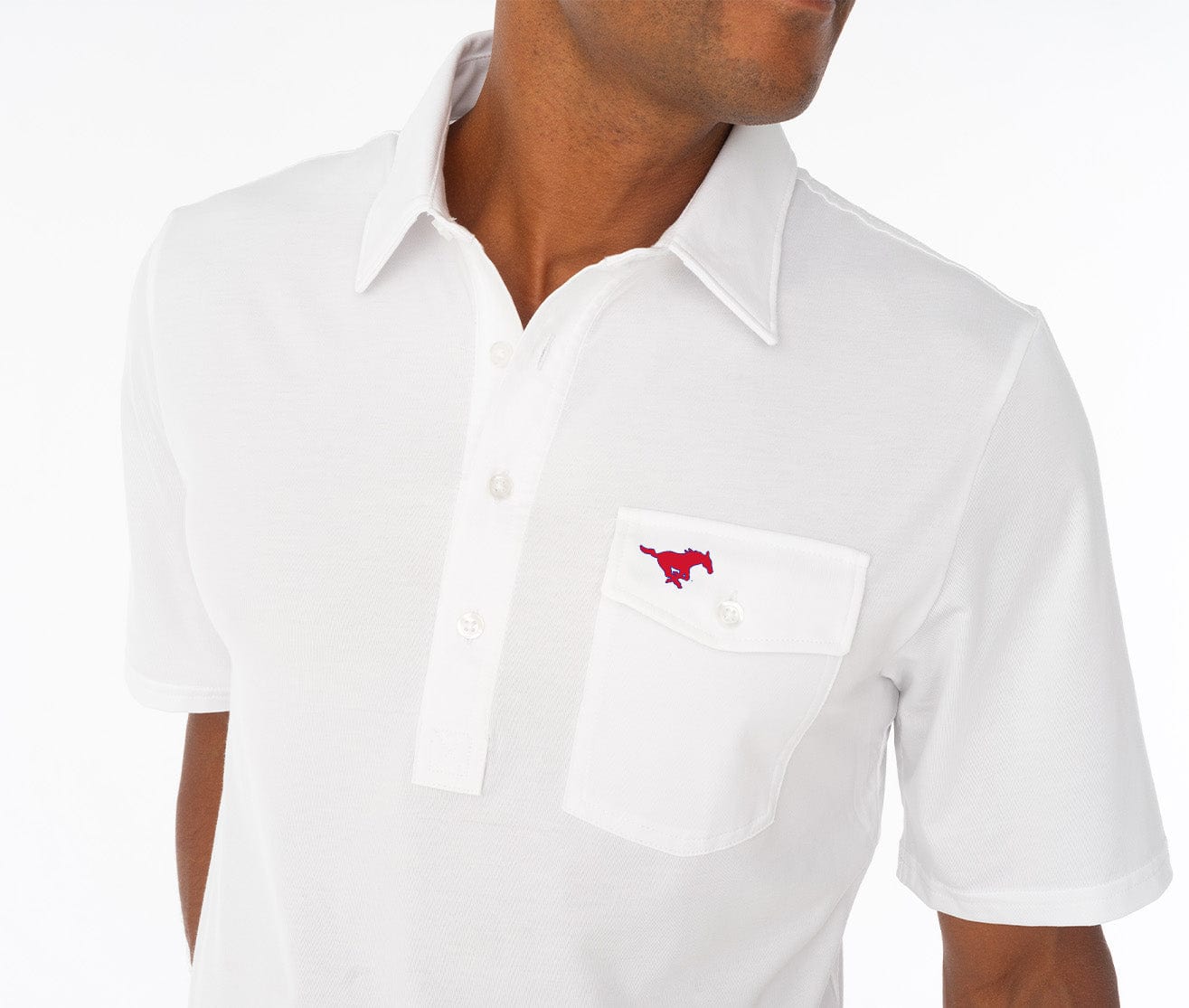 SMU - Coach's Performance Players Shirt - Mustang - White - Secondary