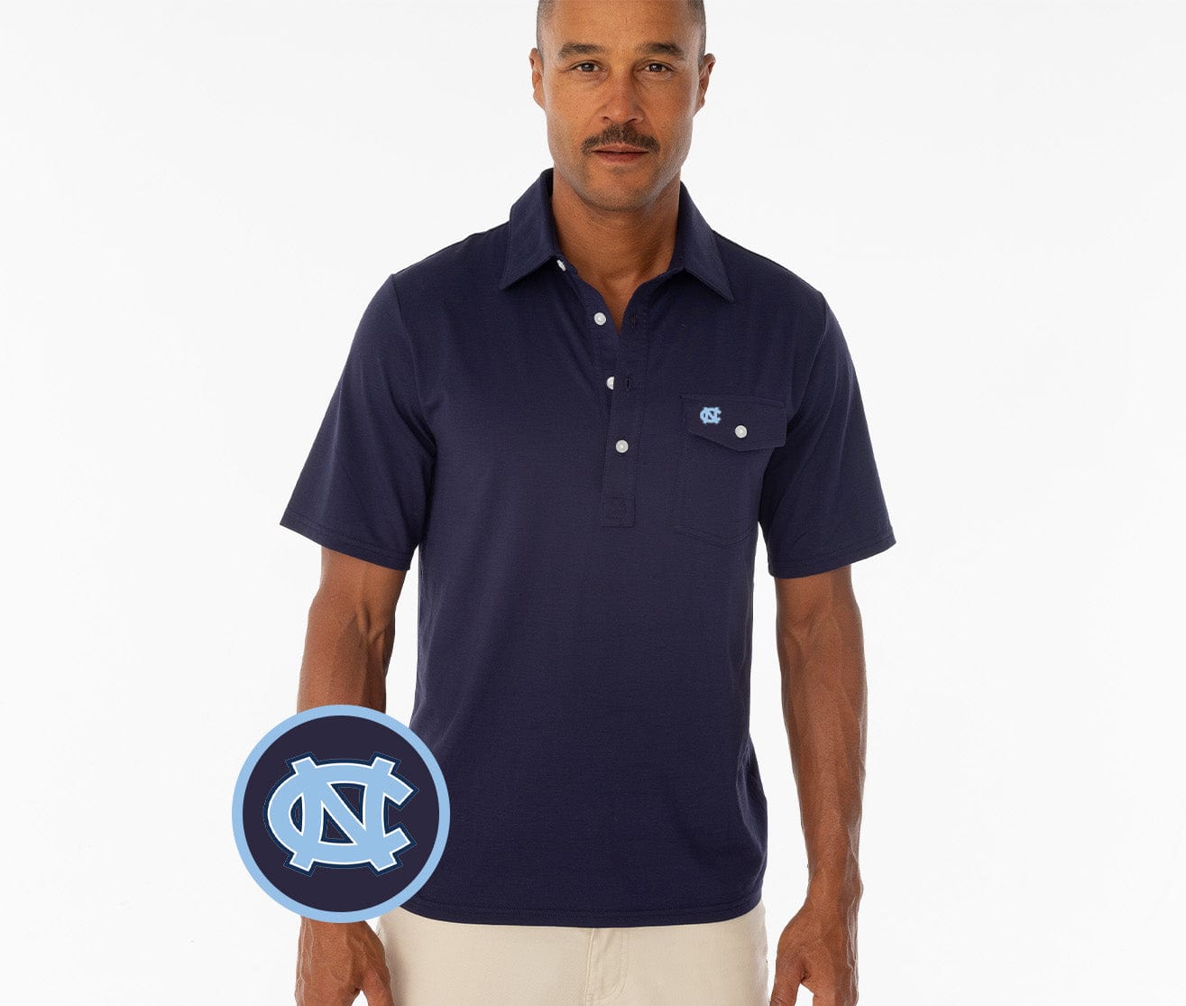 UNC - Coach's Performance Players Shirt - UNC Interlock - Navy