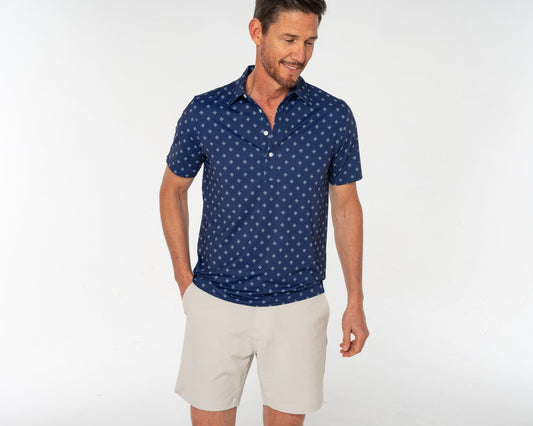 Performance Sport Range Polo - Saltillo Print - Navy