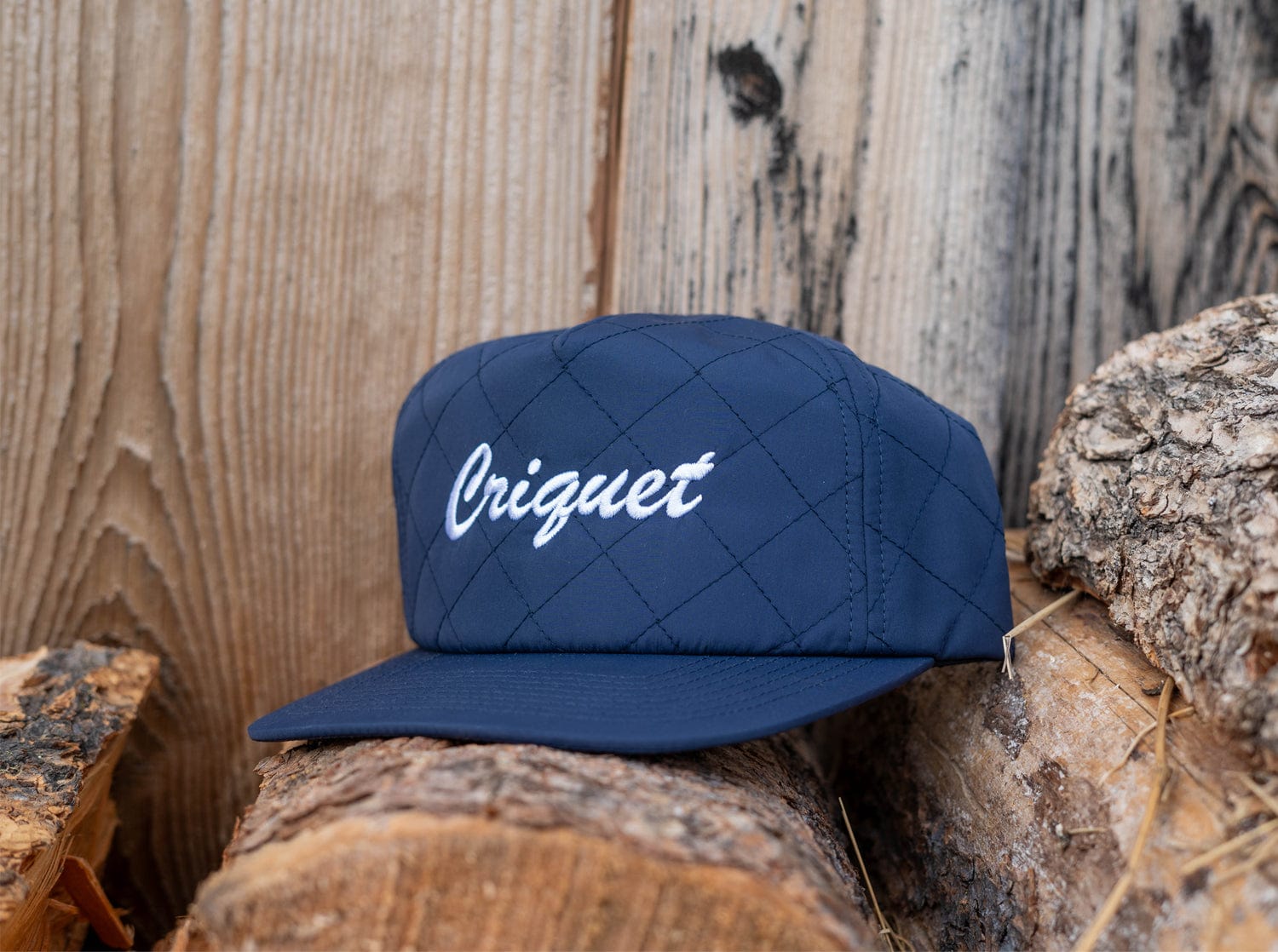 Throwback Hat - Script Criquet - Navy Quilted Nylon