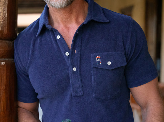 Willie Nelson Terrycloth Players Shirt - The Icon - Navy