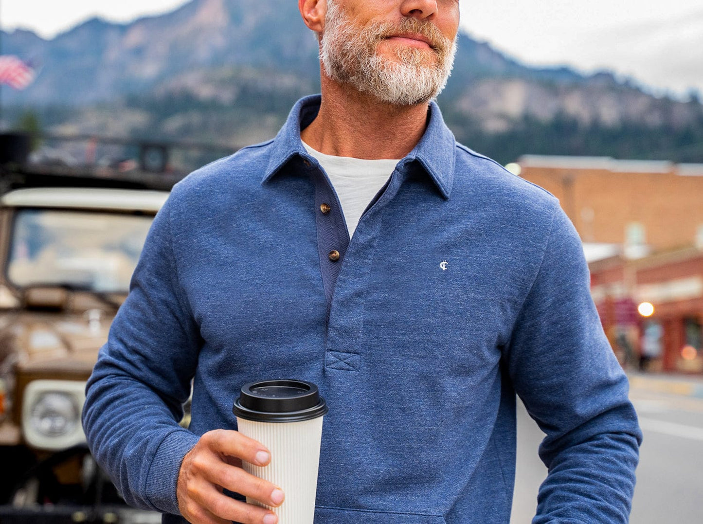 Collared Sweatshirt - Heather Navy