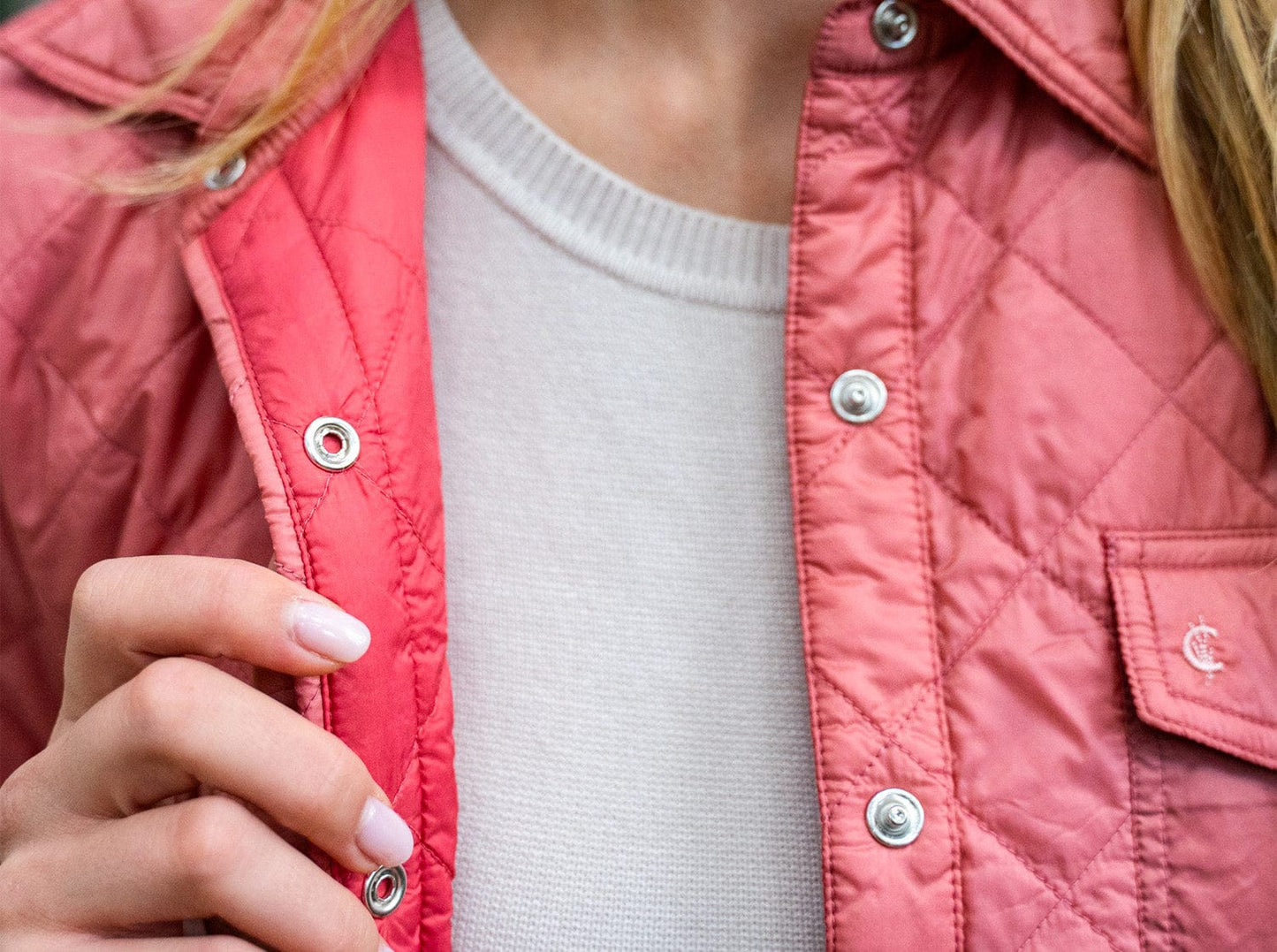 Women's Quilted Shacket - Contrast Lining - English Rose