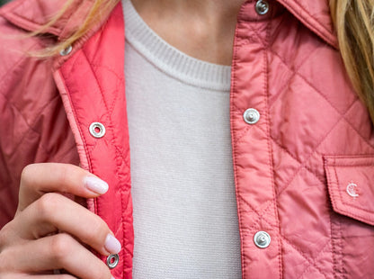 Women's Quilted Shacket - Contrast Lining - English Rose