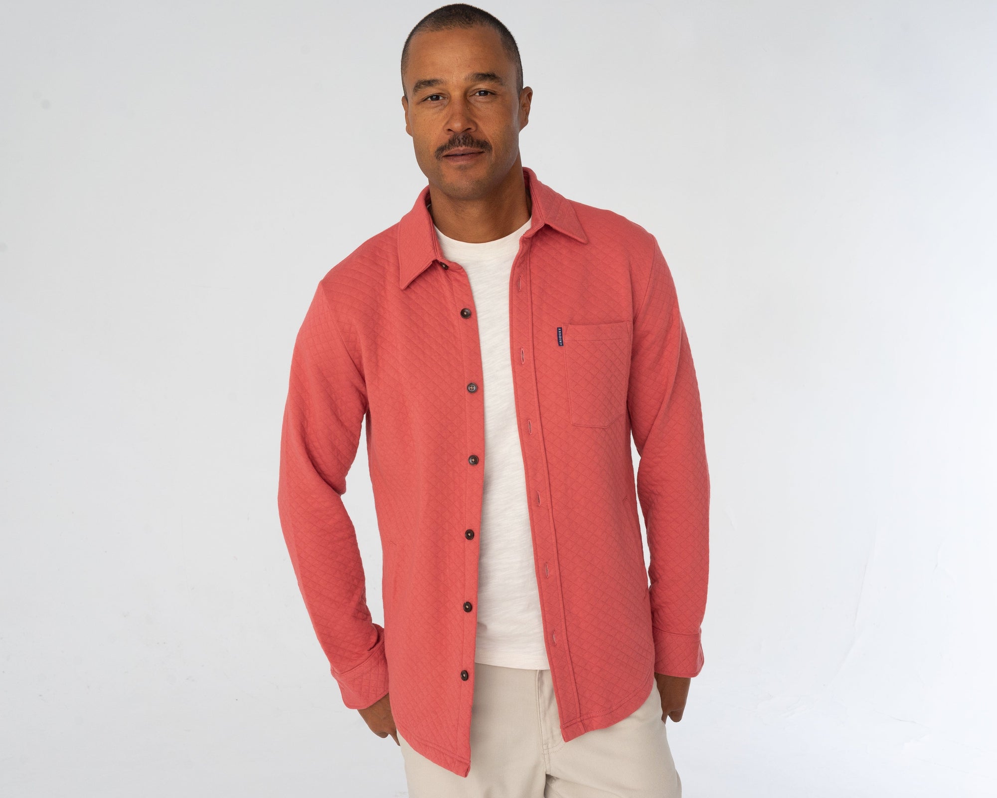 Quilted Knit Overshirt - Brick - Secondary