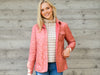 Women's Quilted Shacket - Contrast Lining - English Rose