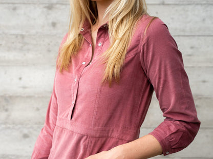 Annie Corduroy Dress - Pink Berry