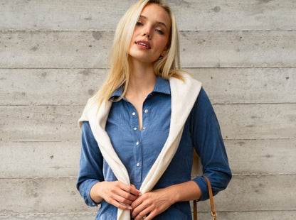 Annie Corduroy Dress - Slate Blue