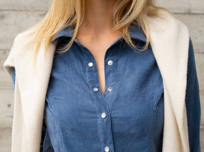 Annie Corduroy Dress - Slate Blue