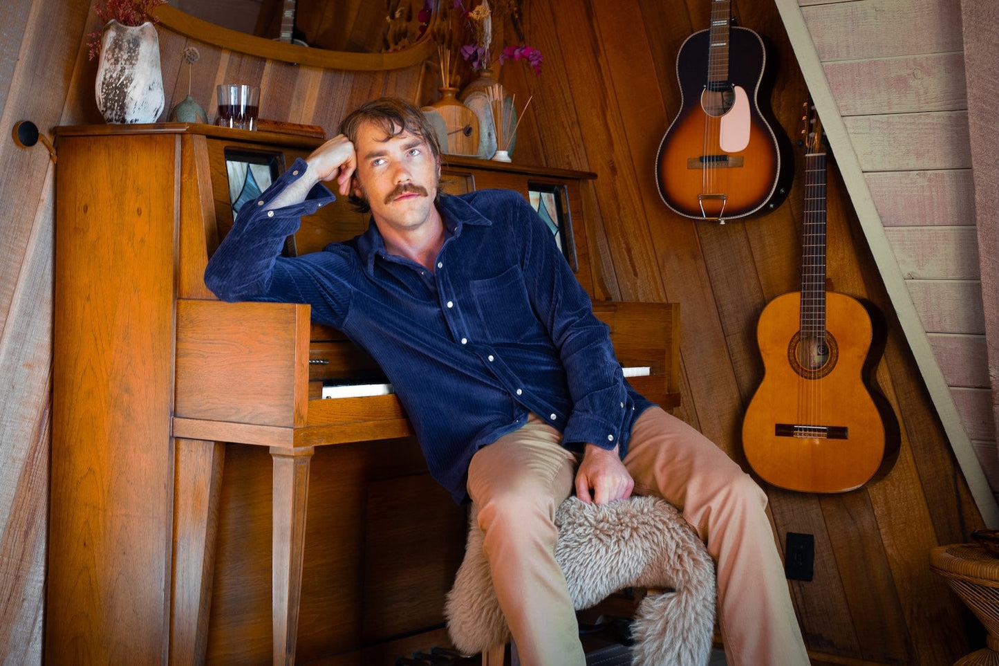 The Velour Pearl Snap - Navy