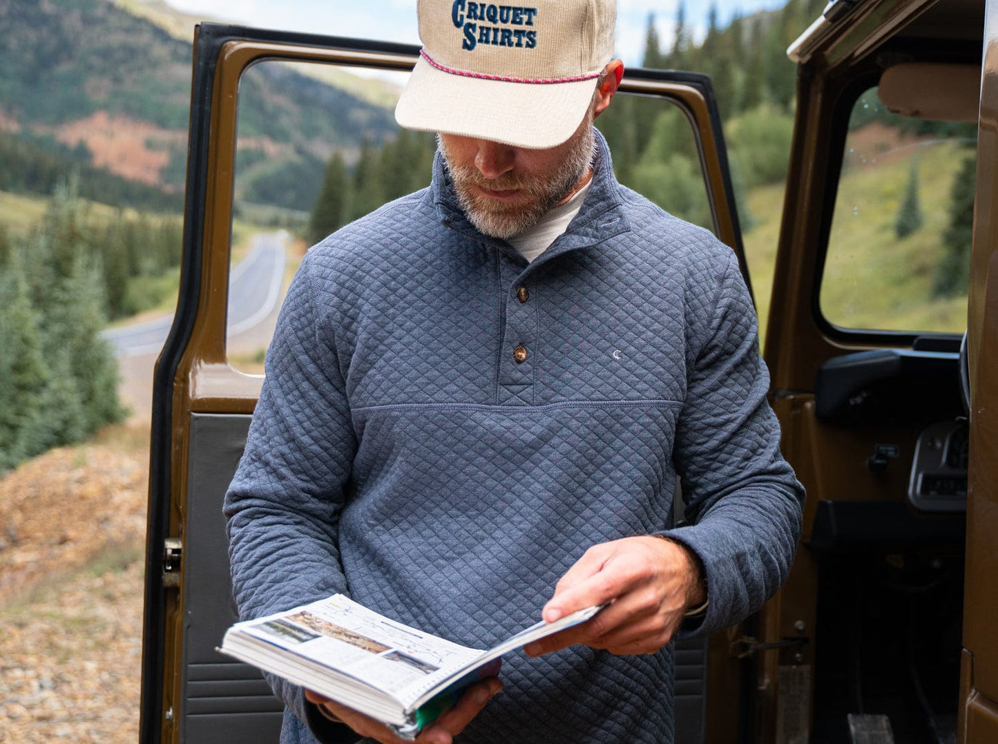 Quilted Pullover - Heather Navy