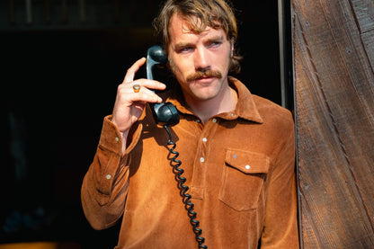 Velour Long Sleeve Players Shirt - Toffee