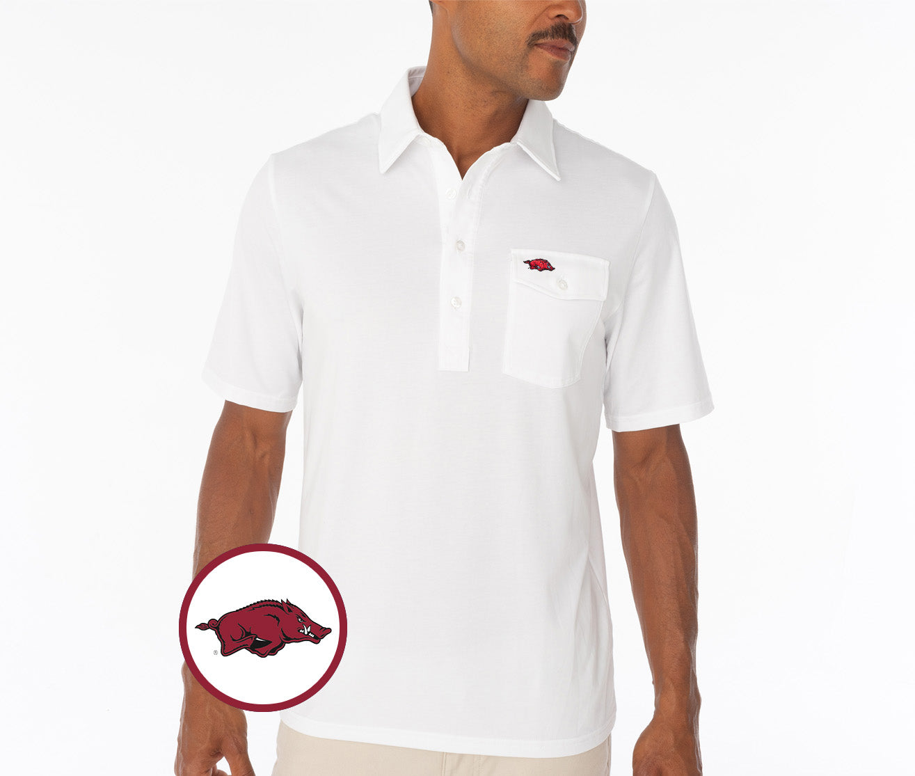 Arkansas - Coach's Performance Players Shirt - Hog - White