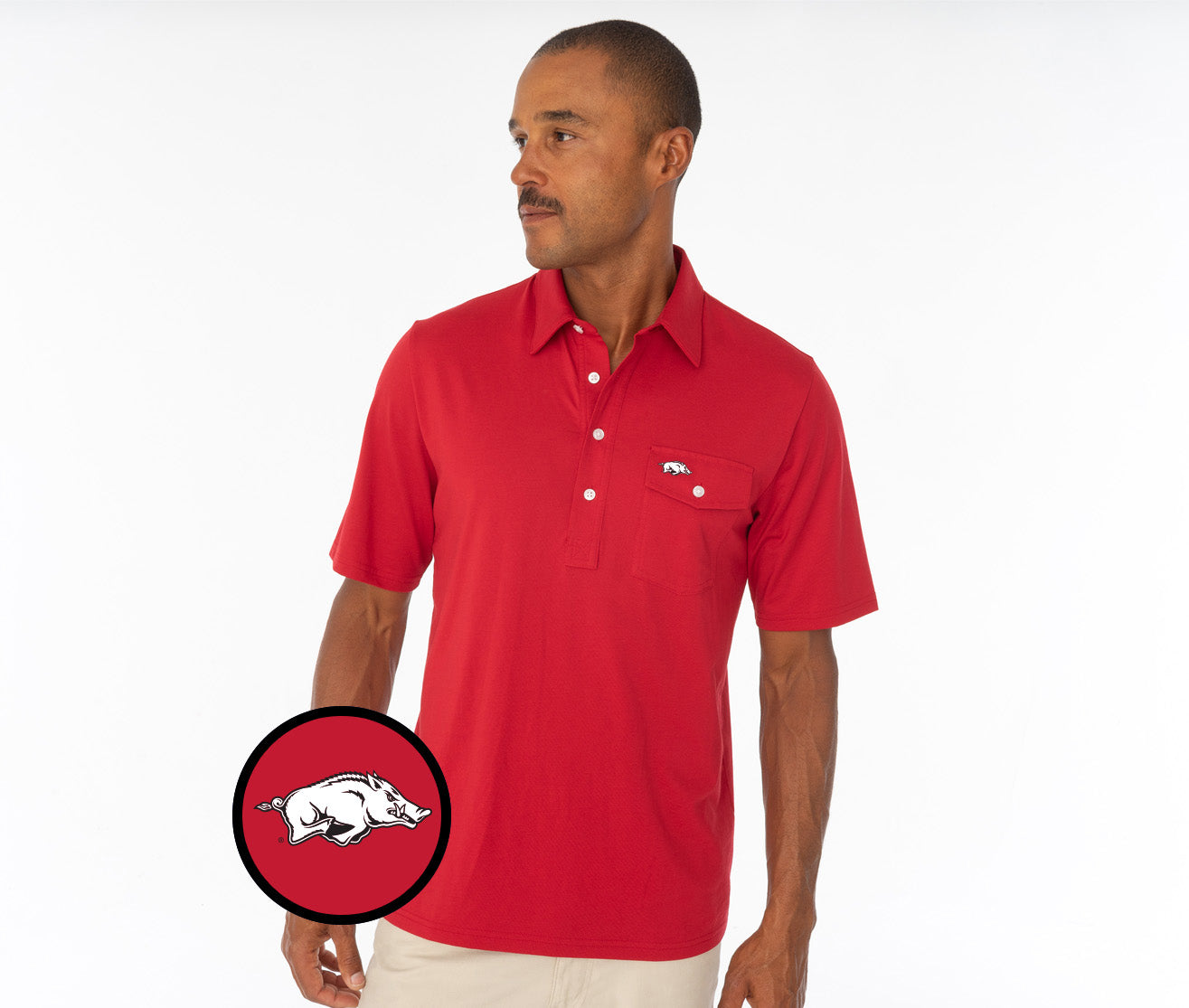 Arkansas - Coach's Performance Players Shirt - Hog - Cardinal