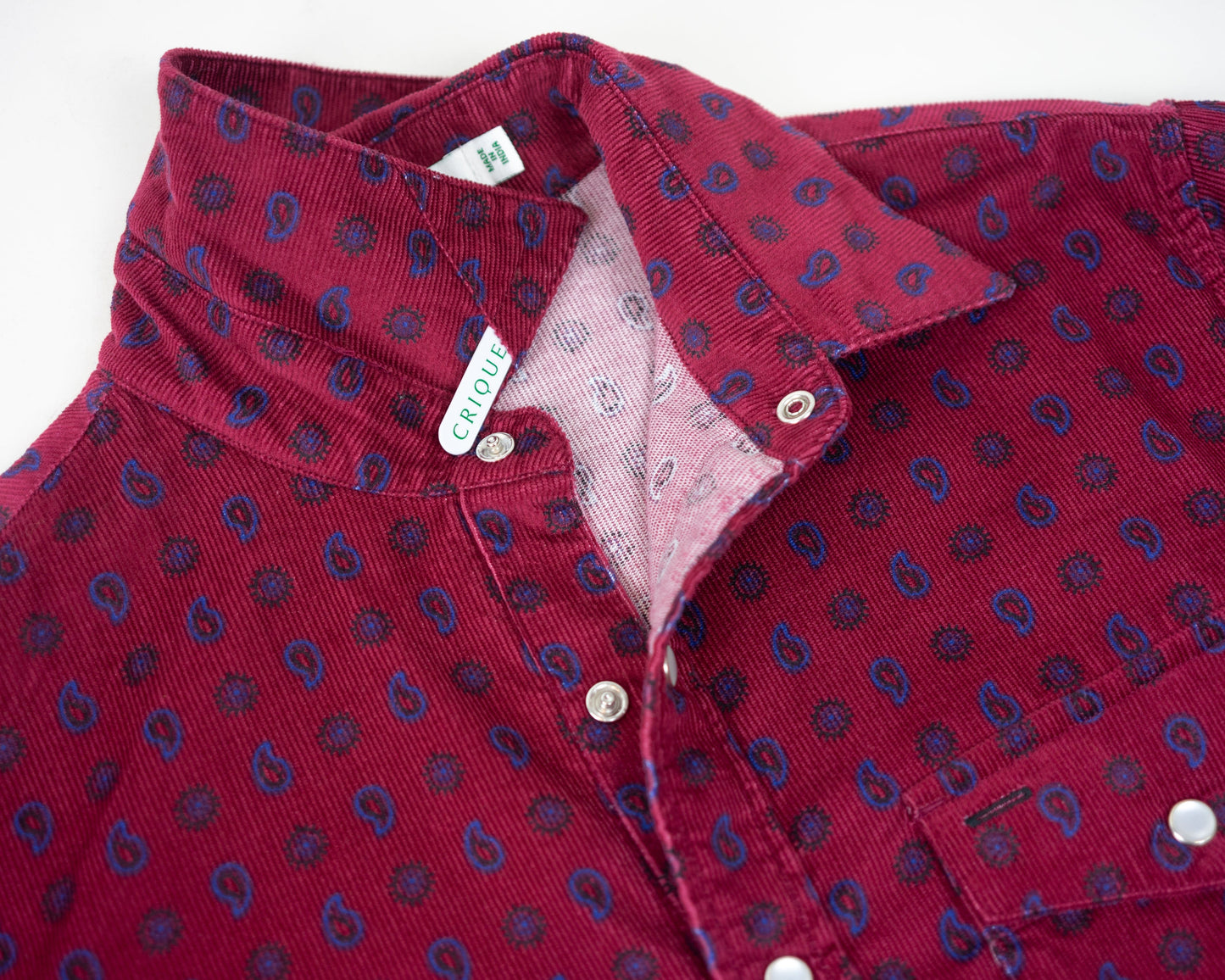 Corduroy Pearl Snap - Bandit Print - Wine