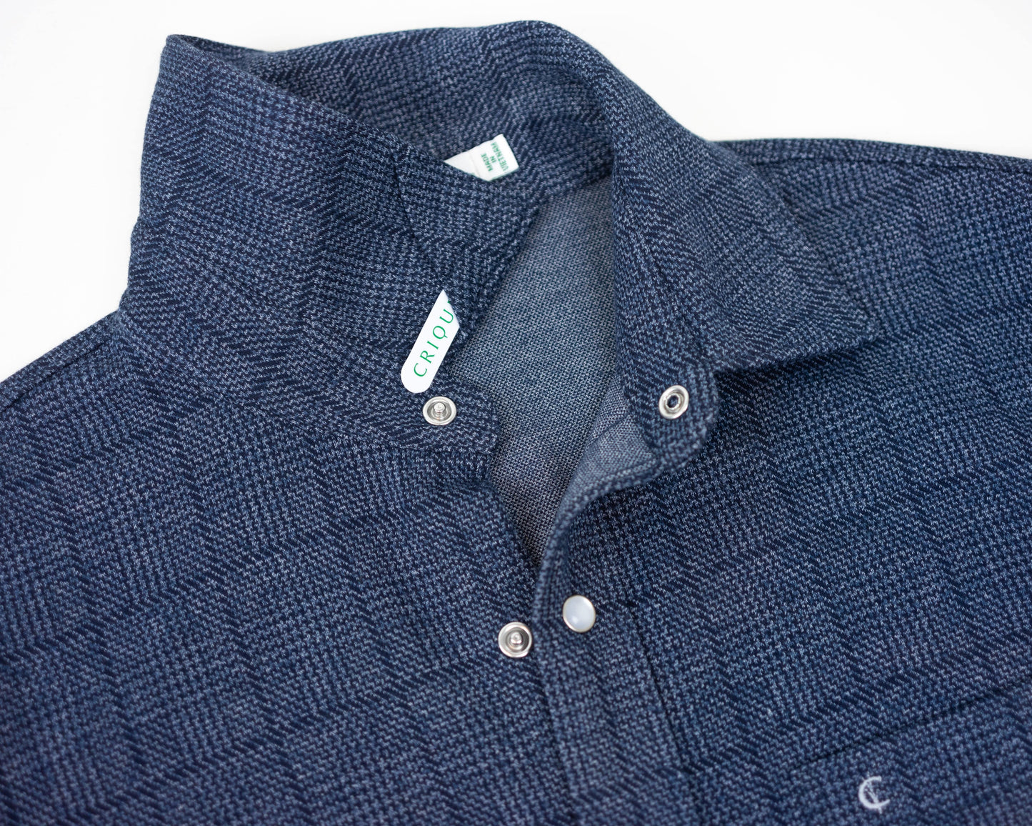 Chill-Knit Plaid Pearl Snap - Navy Jacquard