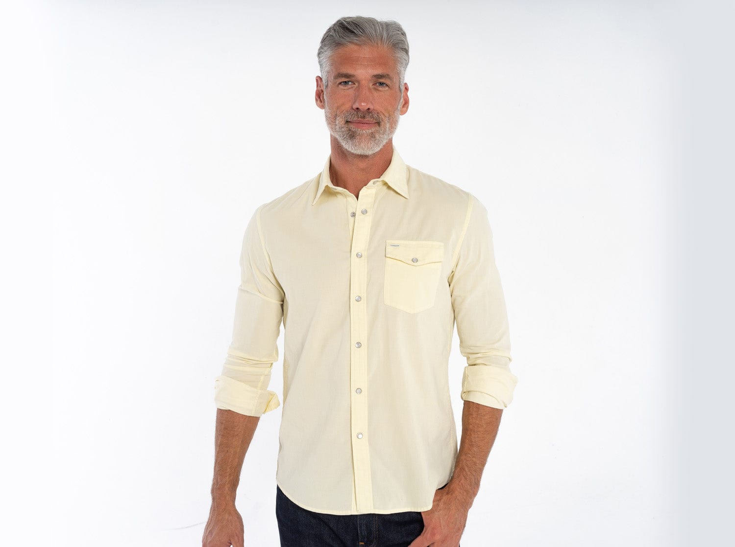 Fine Wale Corduroy Pearl Snap - Lemon Zest