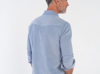 Corduroy Pearl Snap - Iced Blue