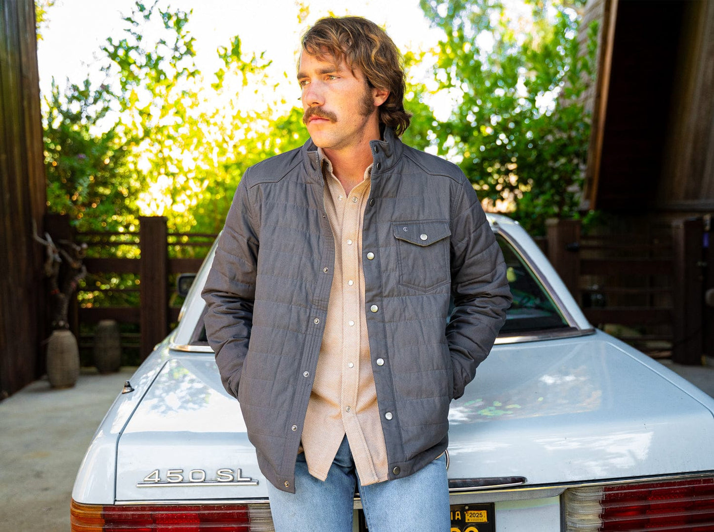 Quilted Waxed Jacket - Slate