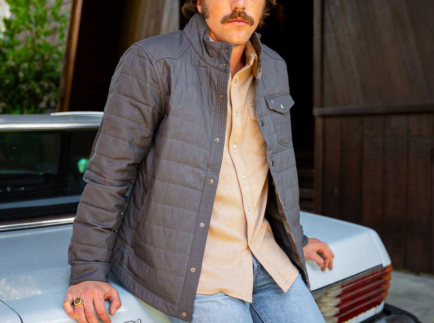 Quilted Waxed Jacket - Slate