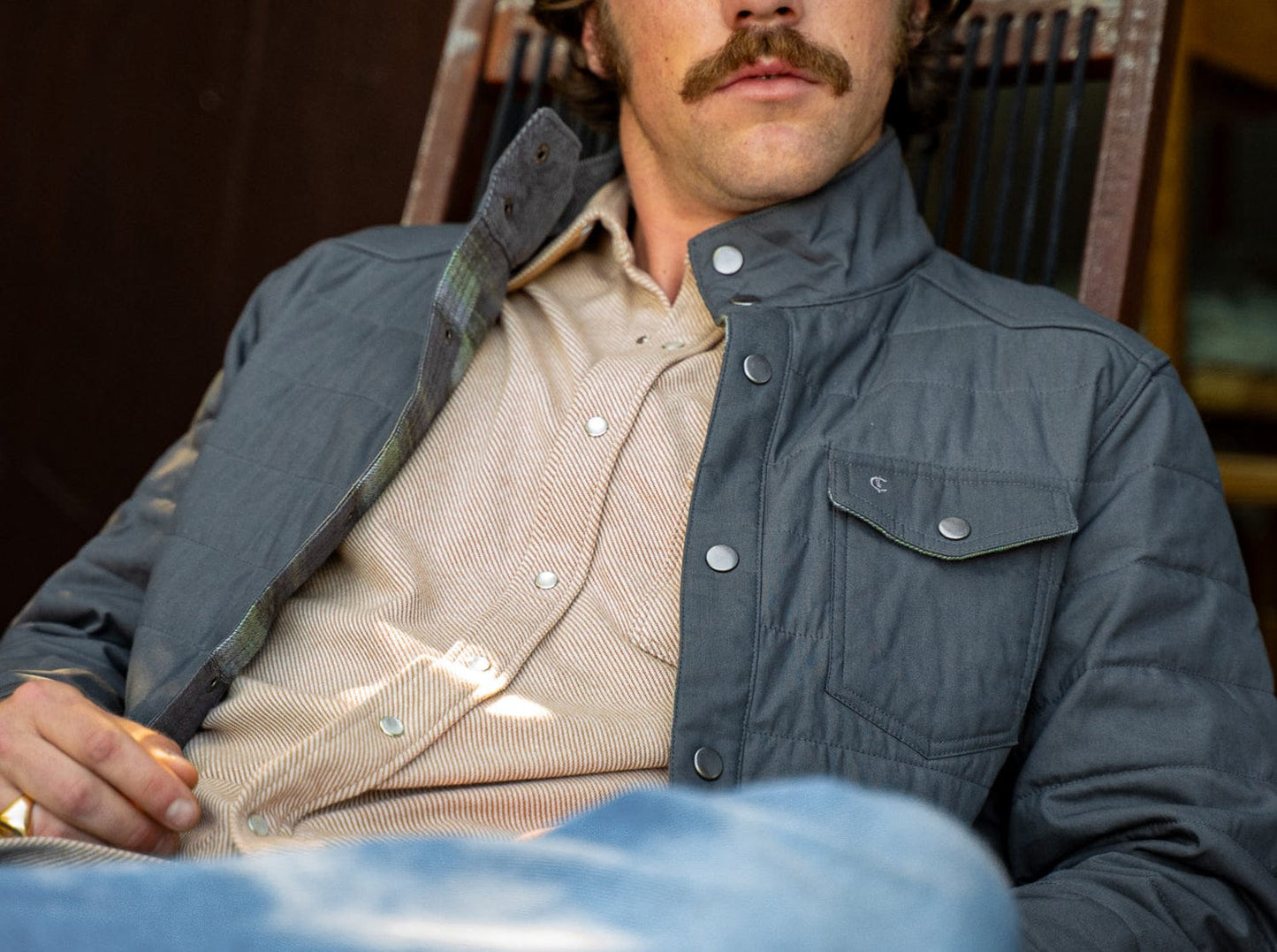 Quilted Waxed Jacket - Slate