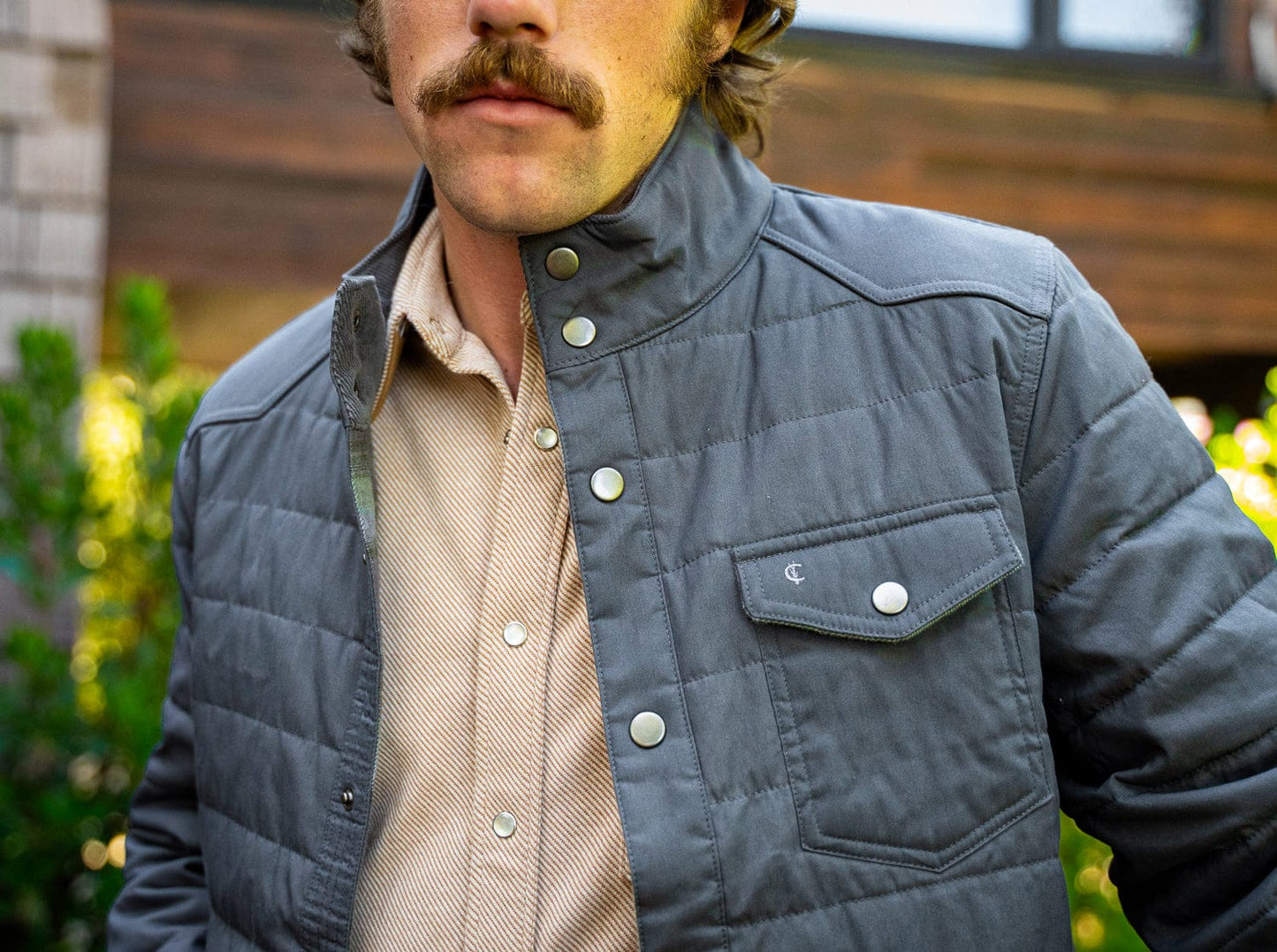 Quilted Waxed Jacket - Slate