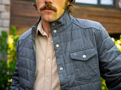 Quilted Waxed Jacket - Slate