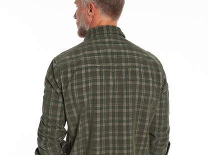 Corduroy Pearl Snap - Olive Plaid