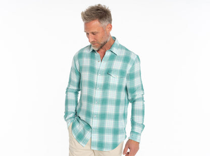 Double Cloth Flannel Pearl Snap - Jade