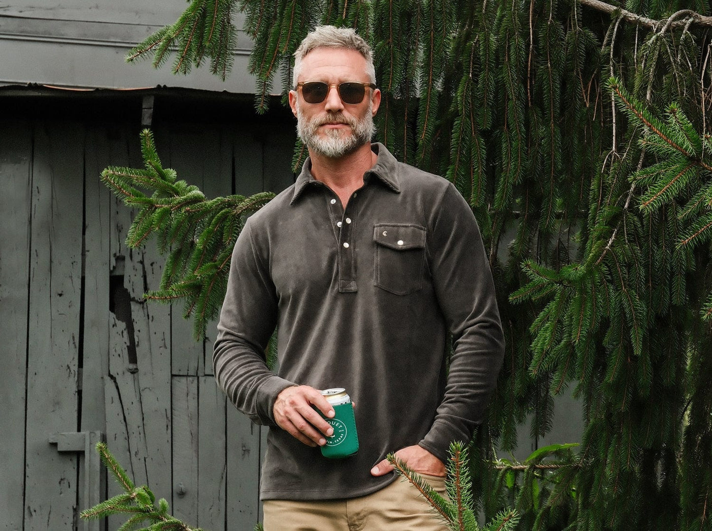 Velour Long Sleeve Players Shirt - Coal