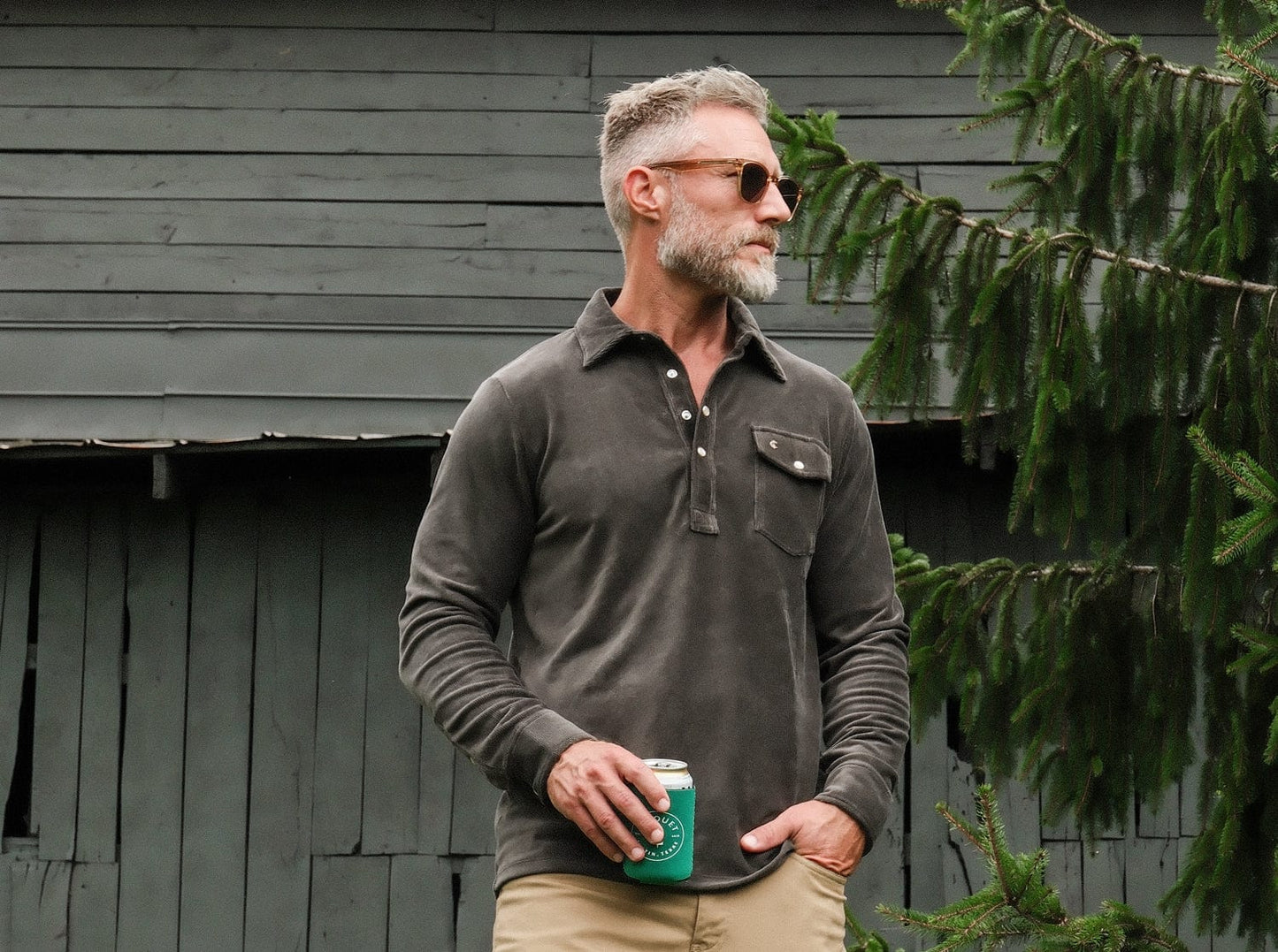 Velour Long Sleeve Players Shirt - Coal