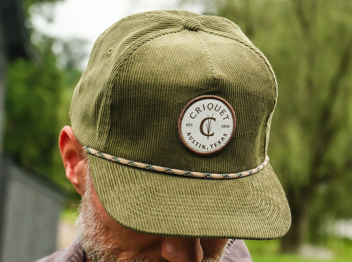 Throwback Hat - Badge Patch with Multi Rope - Olive Corduroy